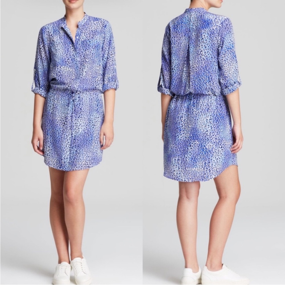 REBECCA TAYLOR 100% Silk Leo Fever Shirt Dress Size 8